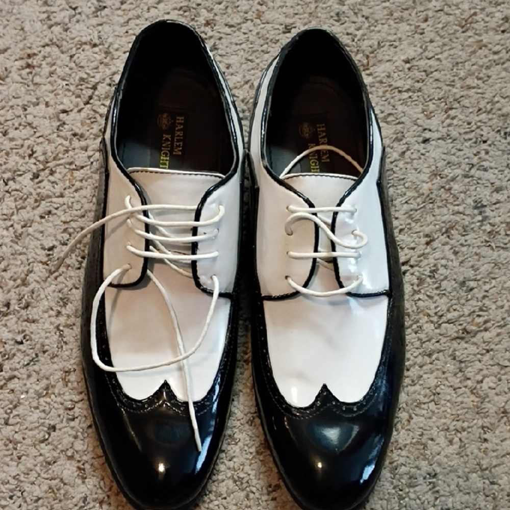 Black and White Wingtip Oxfords with Broguing